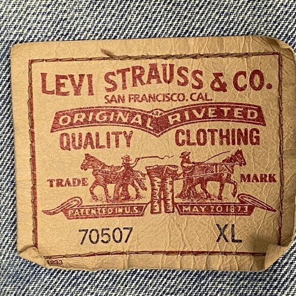 Levi's Standard Trucker Jacket Mens XL Blue Denim 70507 Distressed Classic - Picture 7 of 8